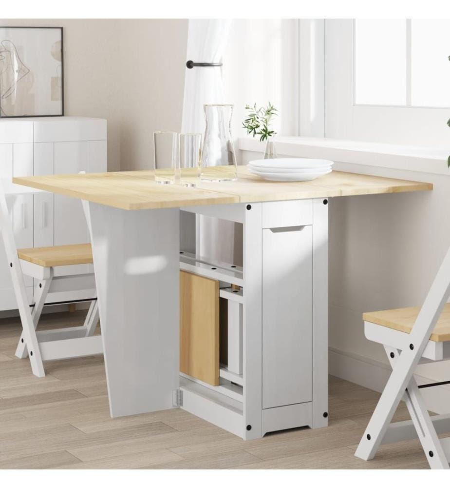 Table à manger papillon pliable Corona blanc bois de pin massif