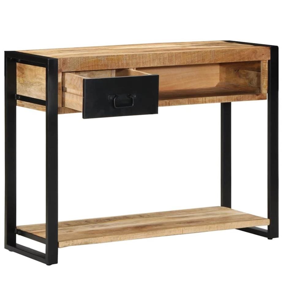 Table console 100x35x75 cm bois de manguier massif brut