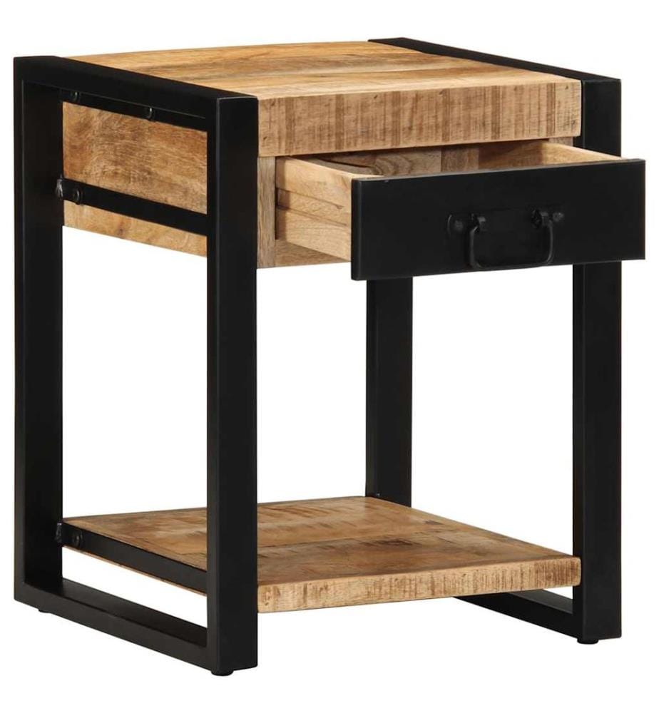 Table d'appoint 40x40x50 cm bois massif de manguier brut