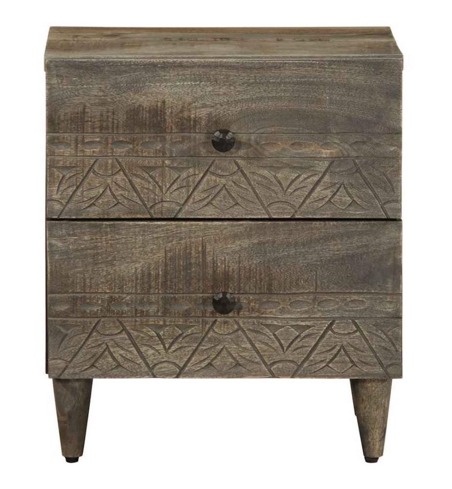 Table de chevet gris clair 40x33x46 cm bois de manguier solide