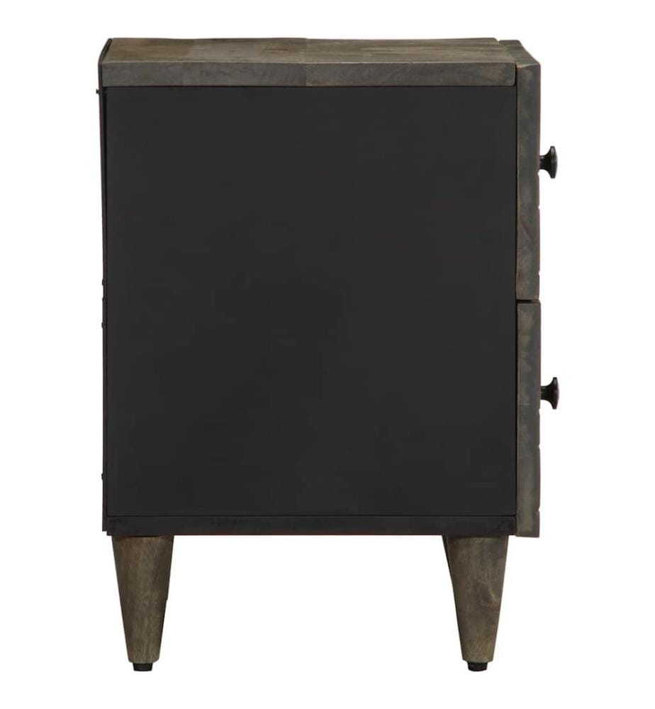 Table de chevet gris clair 40x33x46 cm bois de manguier solide