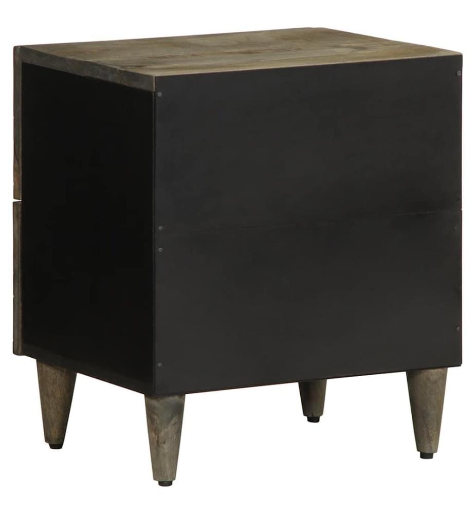 Table de chevet gris clair 40x33x46 cm bois de manguier solide