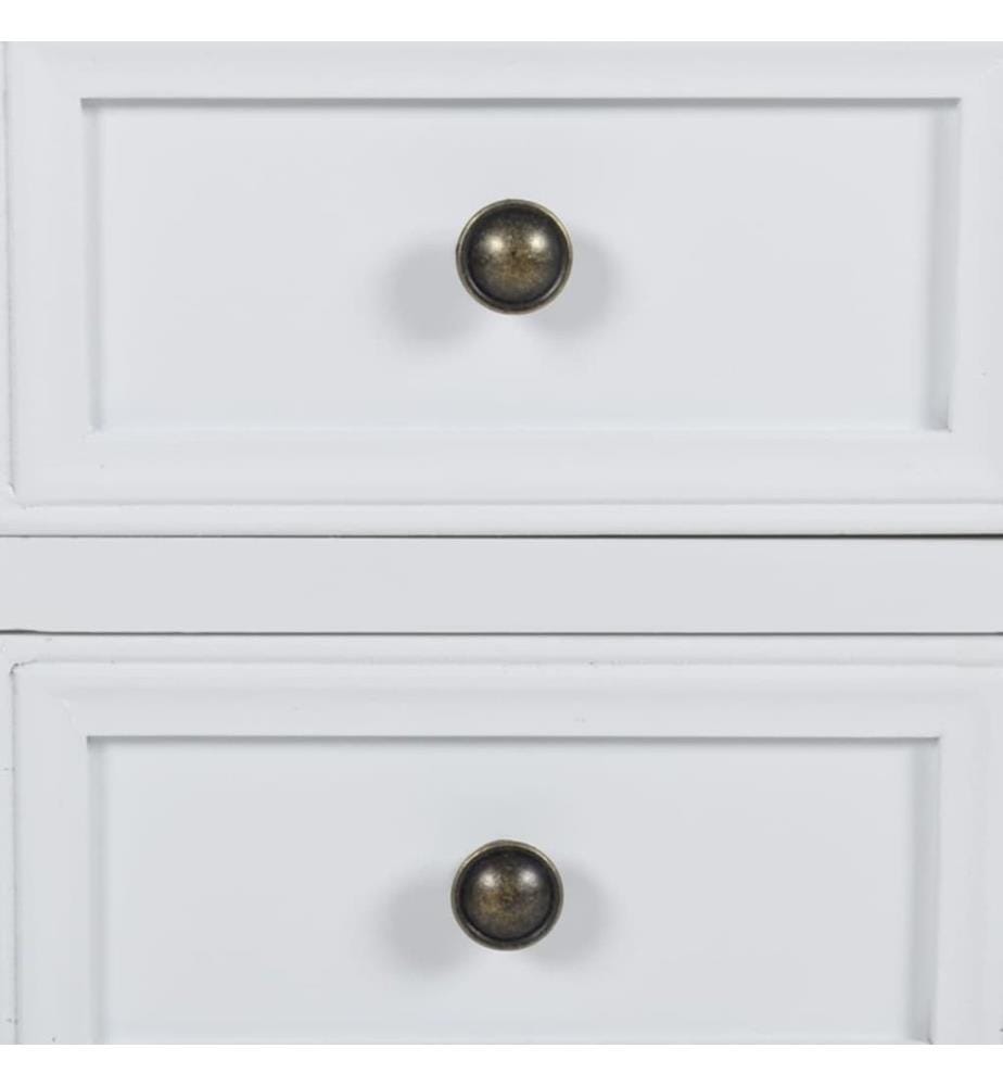 Table de chevet avec 2 tiroirs MDF Blanc
