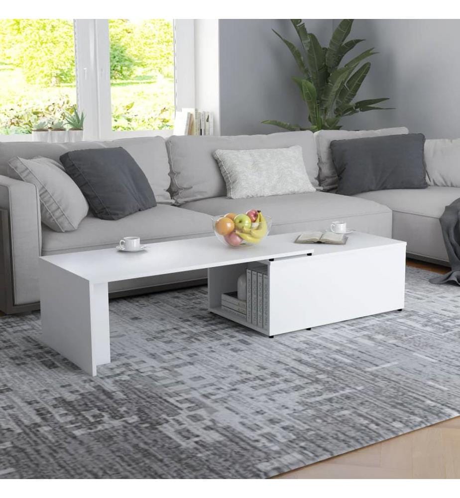 Table basse Blanc 150x50x35 cm Bois d'ingénierie