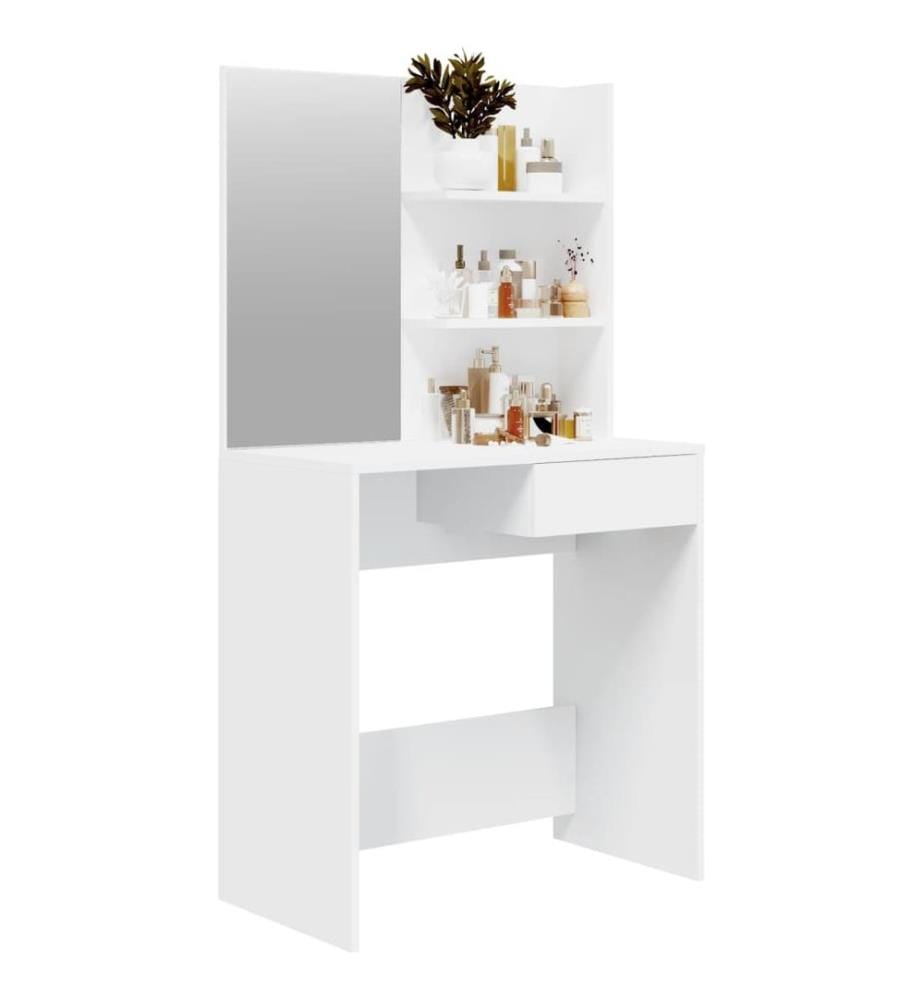 Schminktisch mit Spiegel Weiss 74,5x40x141 cm