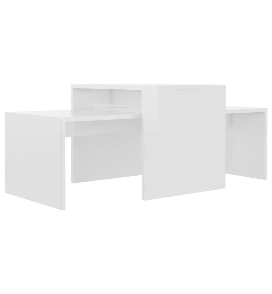 Couchtisch-Set Hochglanz-Weiss 100x48x40 cm Holzwerkstoff