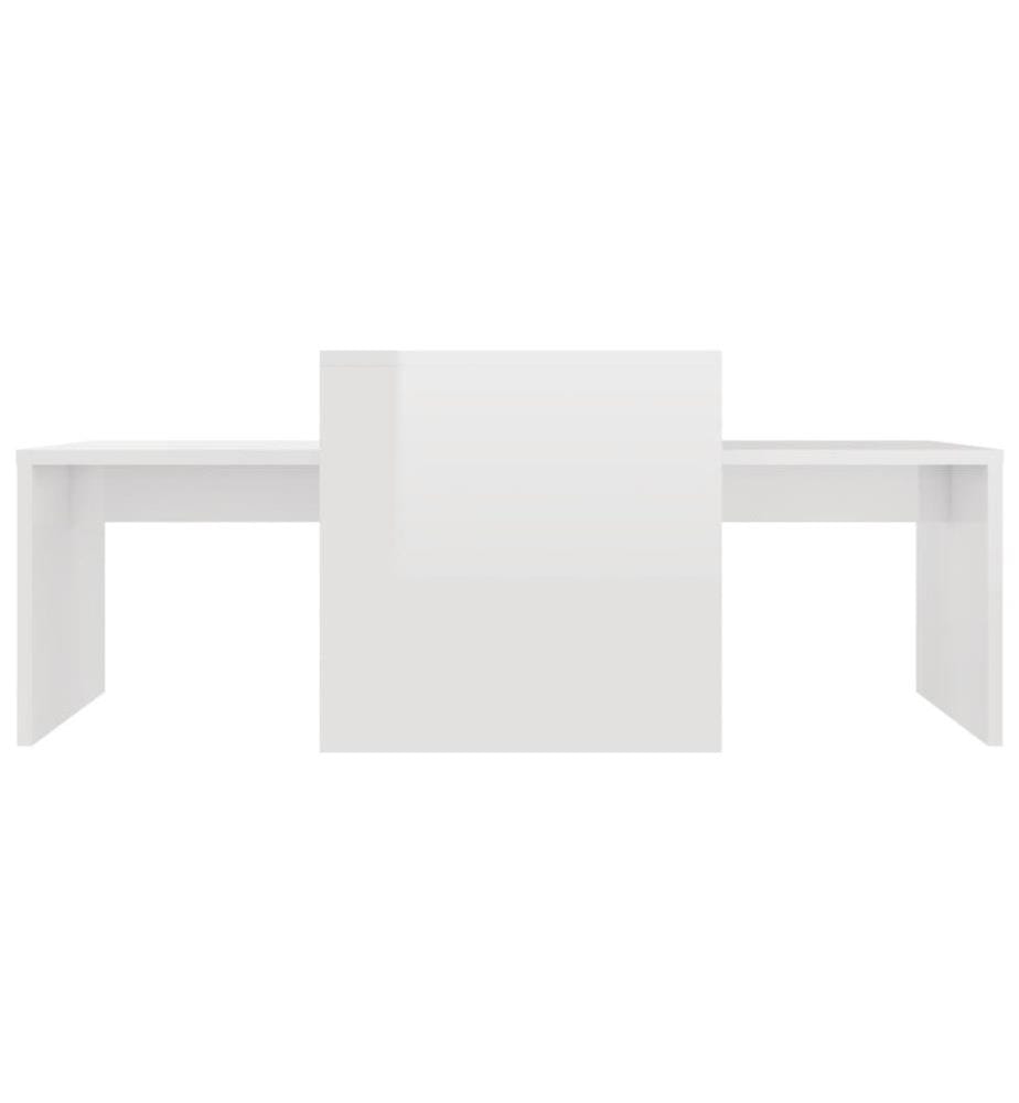 Couchtisch-Set Hochglanz-Weiss 100x48x40 cm Holzwerkstoff