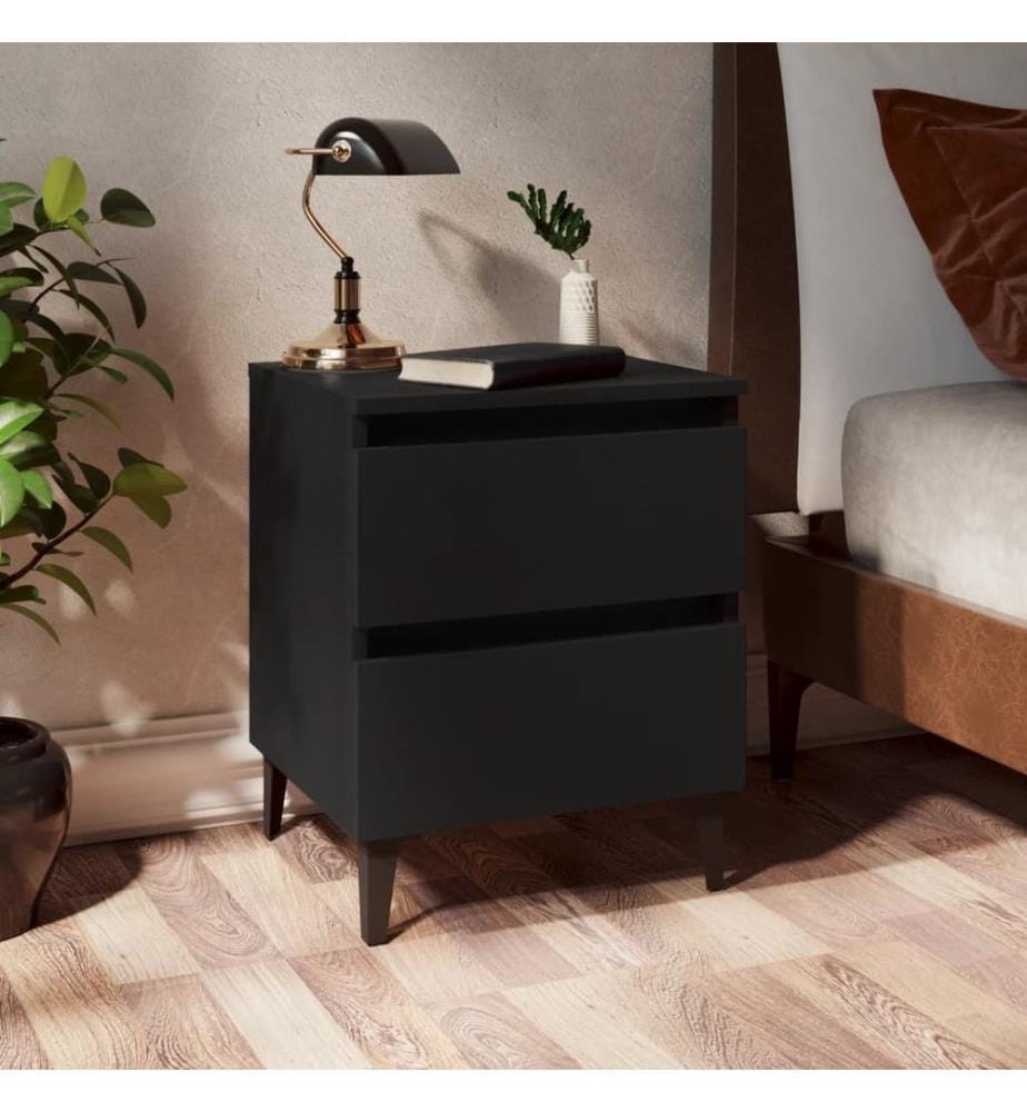 Tables de chevet 2 pcs noir 40x35x50 cm bois d'ingénierie