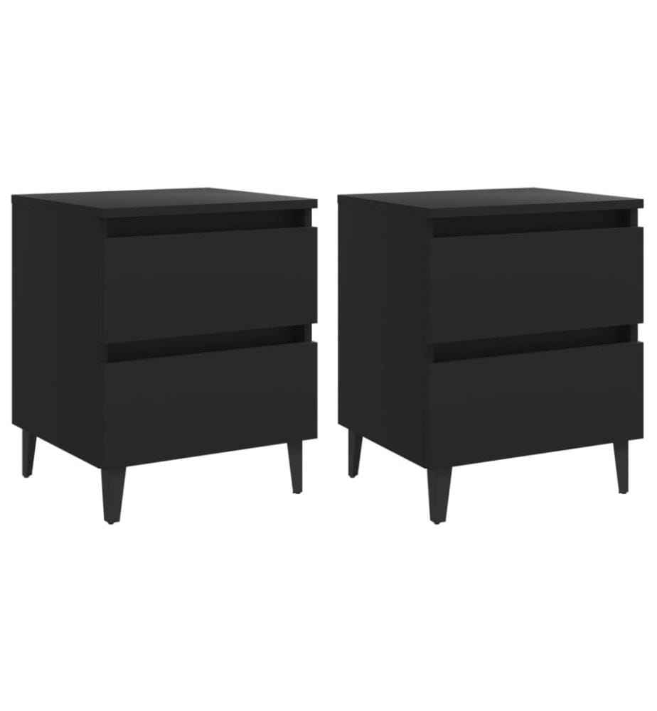 Tables de chevet 2 pcs noir 40x35x50 cm bois d'ingénierie