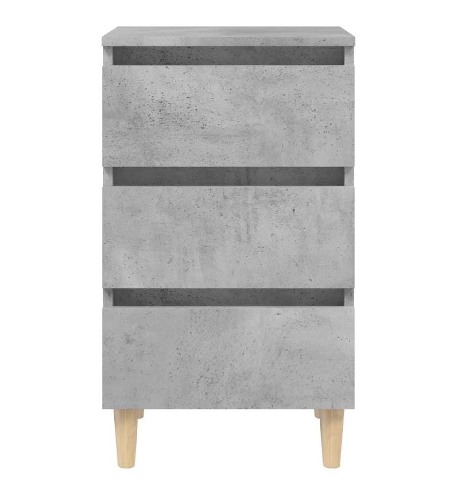 Nachttisch mit Massivholz-Beinen Betongrau 40x35x69 cm