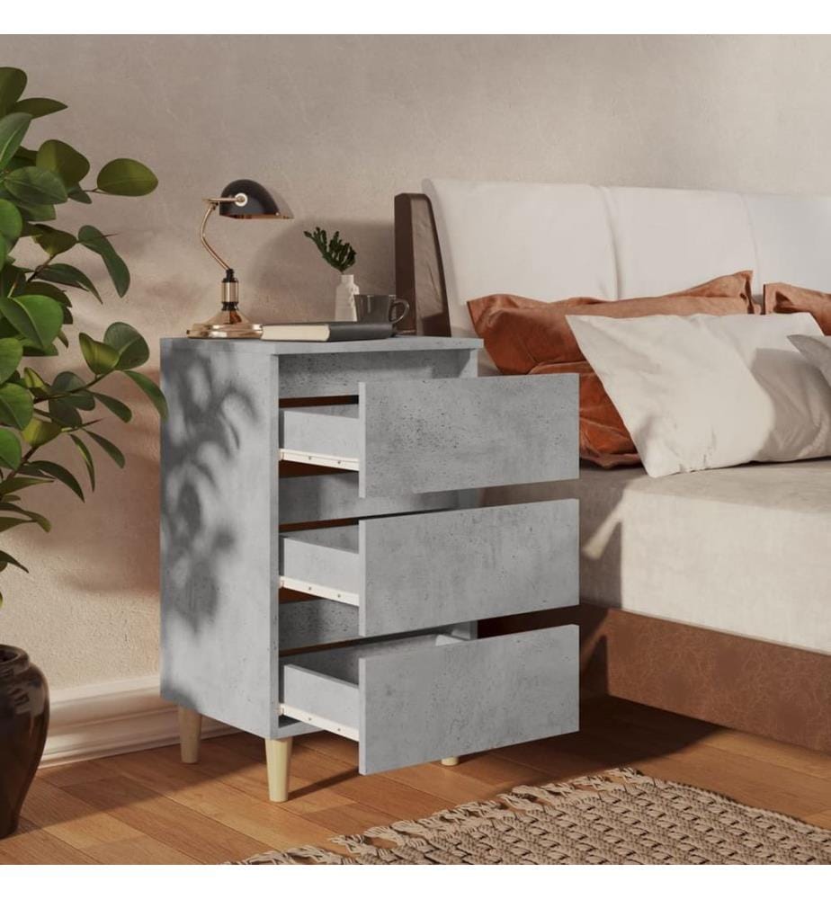 Nachttische mit Massivholz-Beinen 2 Stk. Betongrau 40x35x69 cm