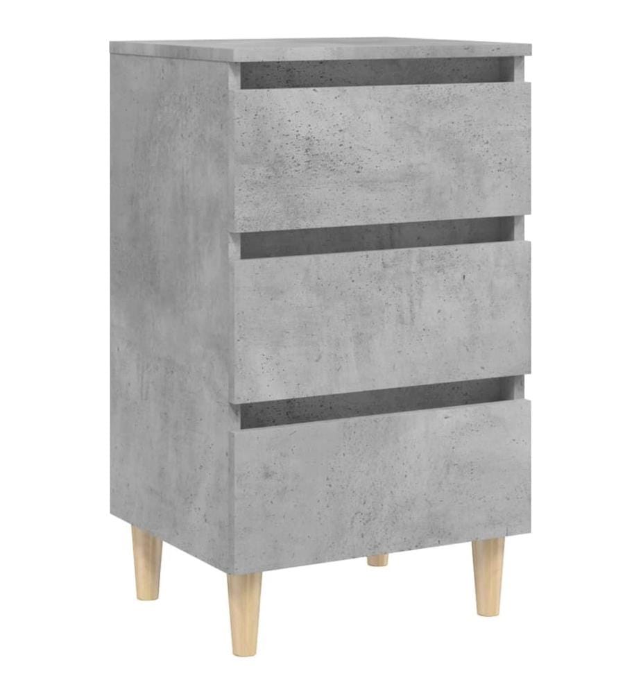 Nachttische mit Massivholz-Beinen 2 Stk. Betongrau 40x35x69 cm