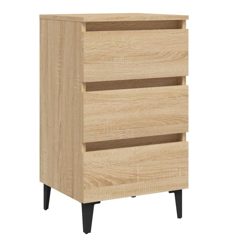 Table de chevet avec pieds en métal chêne sonoma 40x35x69 cm