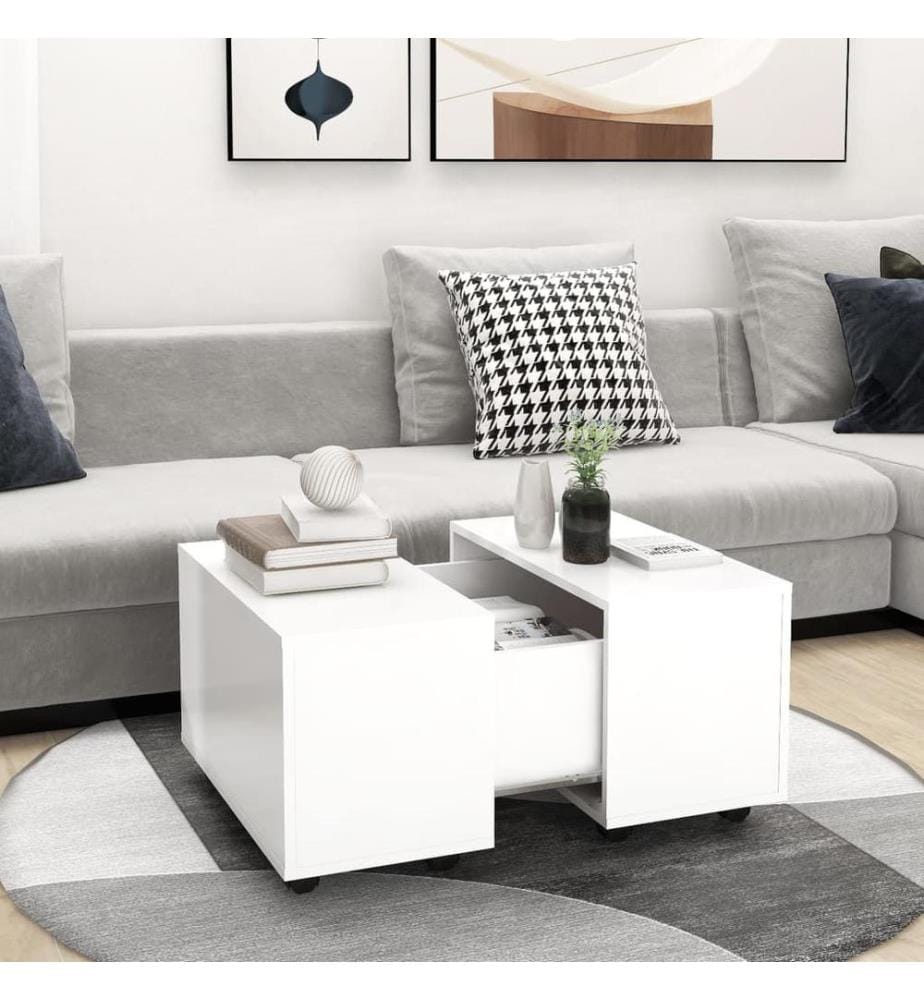 Table basse blanc 60x60x38 cm bois d'ingénierie