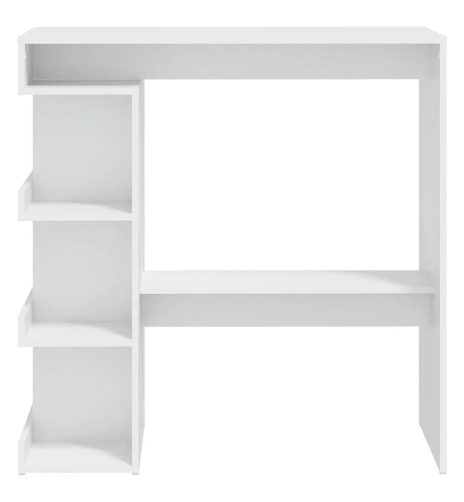 Table de bar avec étagère de rangement Blanc Bois d'ingénierie