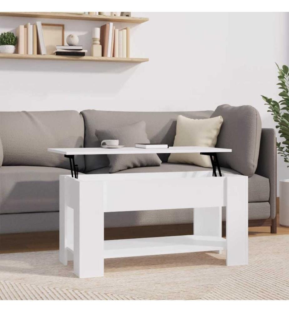 Table basse blanc 101x49x52 cm bois d'ingénierie