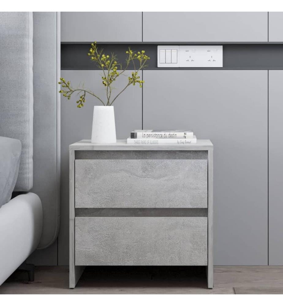 Table de chevet gris béton 45x34,5x44,5 cm bois d'ingénierie