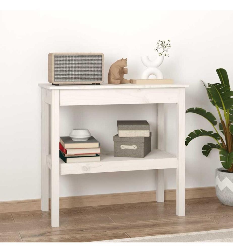 Table console Blanc 80x40x75 cm Bois de pin solide