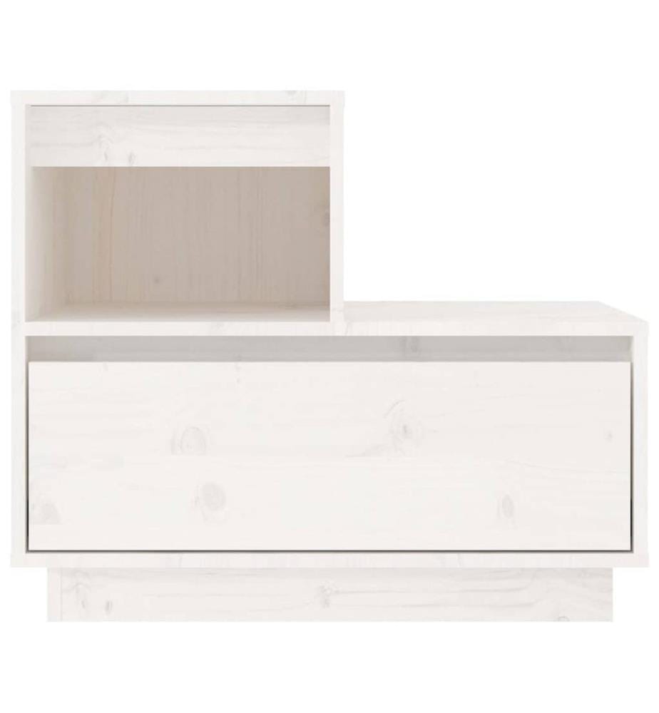 Nachttische 2 Stk. Weiss 60x34x51 cm Massivholz Kiefer