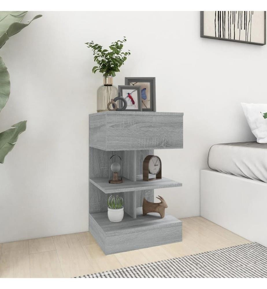 Nachttische 2 Stk. Grau Sonoma 40x35x65 cm Holzwerkstoff