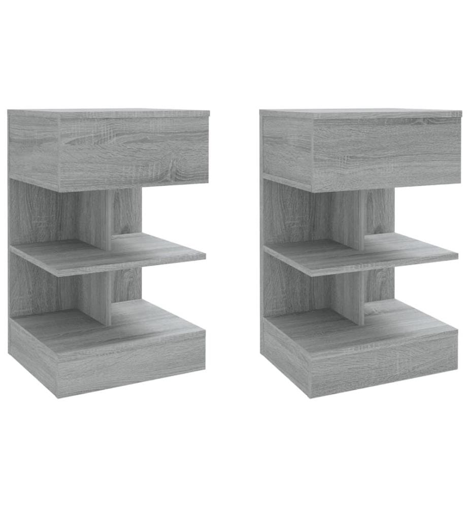 Nachttische 2 Stk. Grau Sonoma 40x35x65 cm Holzwerkstoff