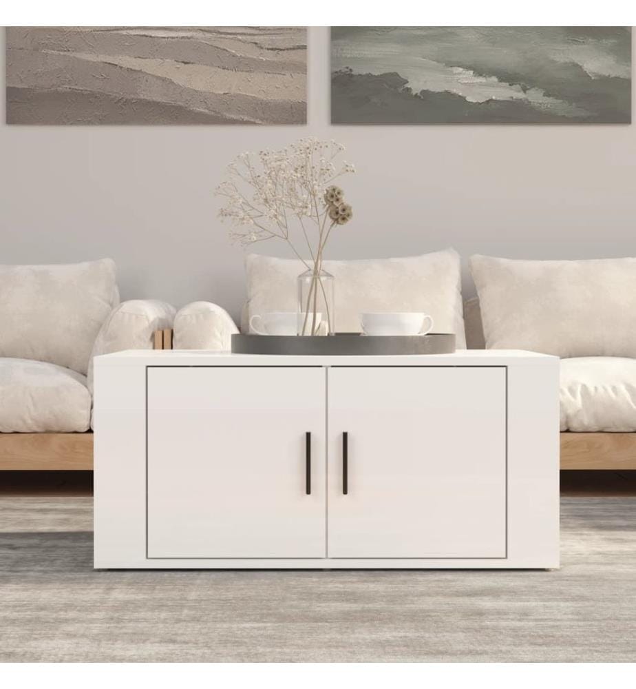 Couchtisch Hochglanz-Weiss 80x50x36 cm Holzwerkstoff