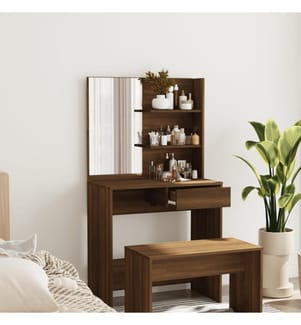 Schminktisch mit Spiegel Braun Eiche 74,5x40x141 cm