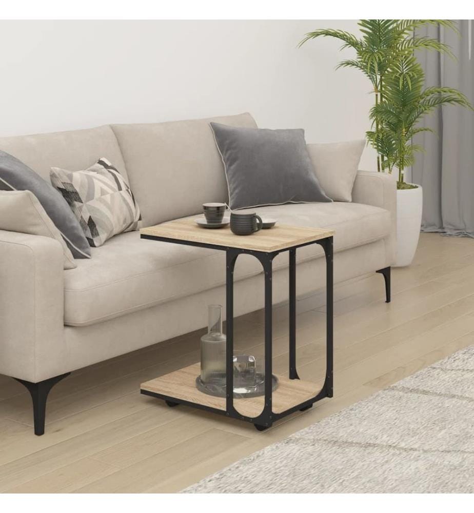 Beistelltisch mit Rollen Sonoma 50x35x55,5 cm Holzwerkstoff