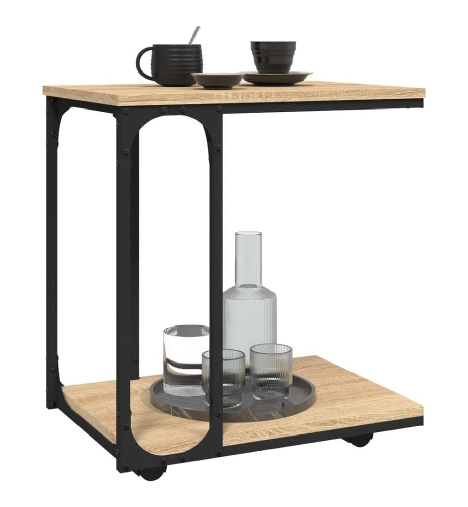 Beistelltisch mit Rollen Sonoma 50x35x55,5 cm Holzwerkstoff