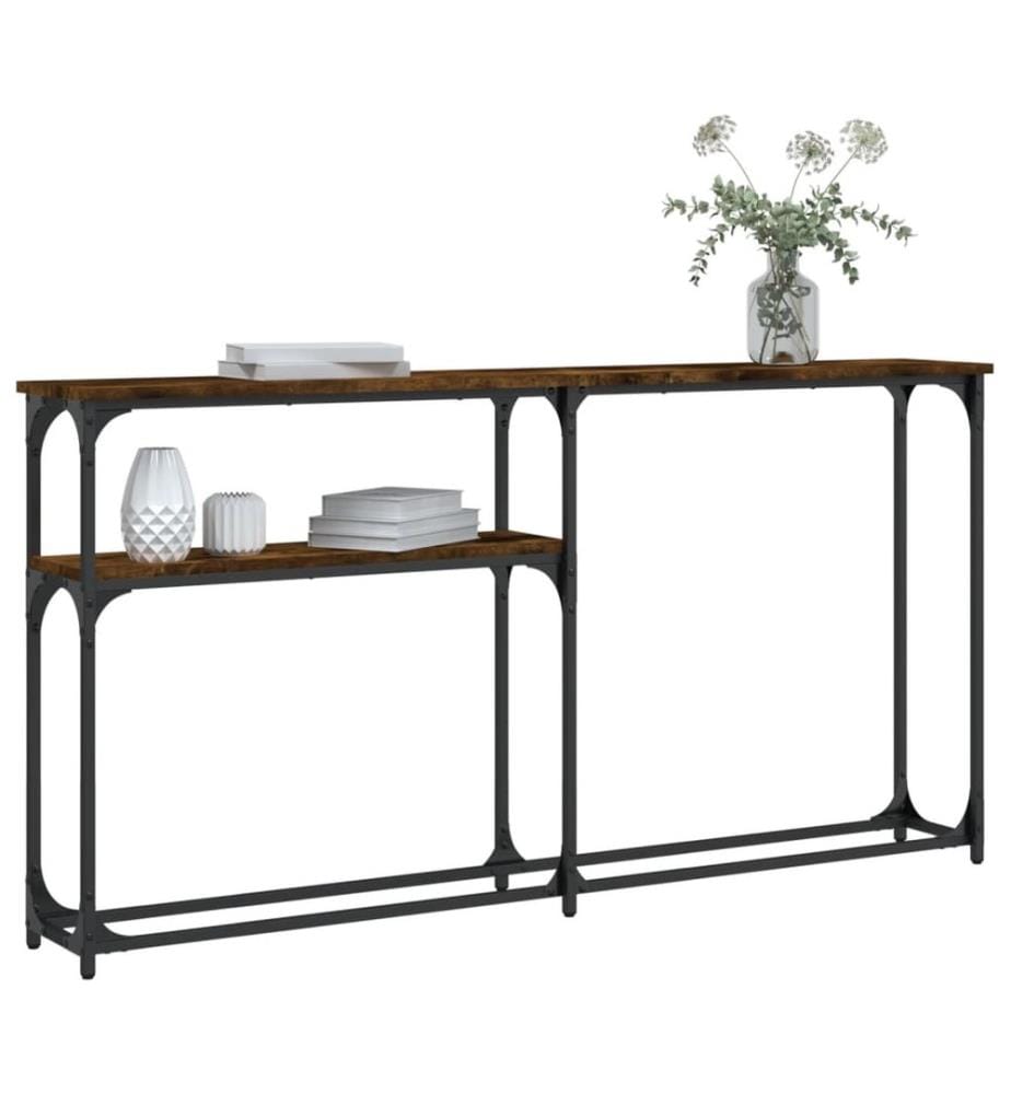 Table console chêne fumé 145x22,5x75 cm bois d'ingénierie