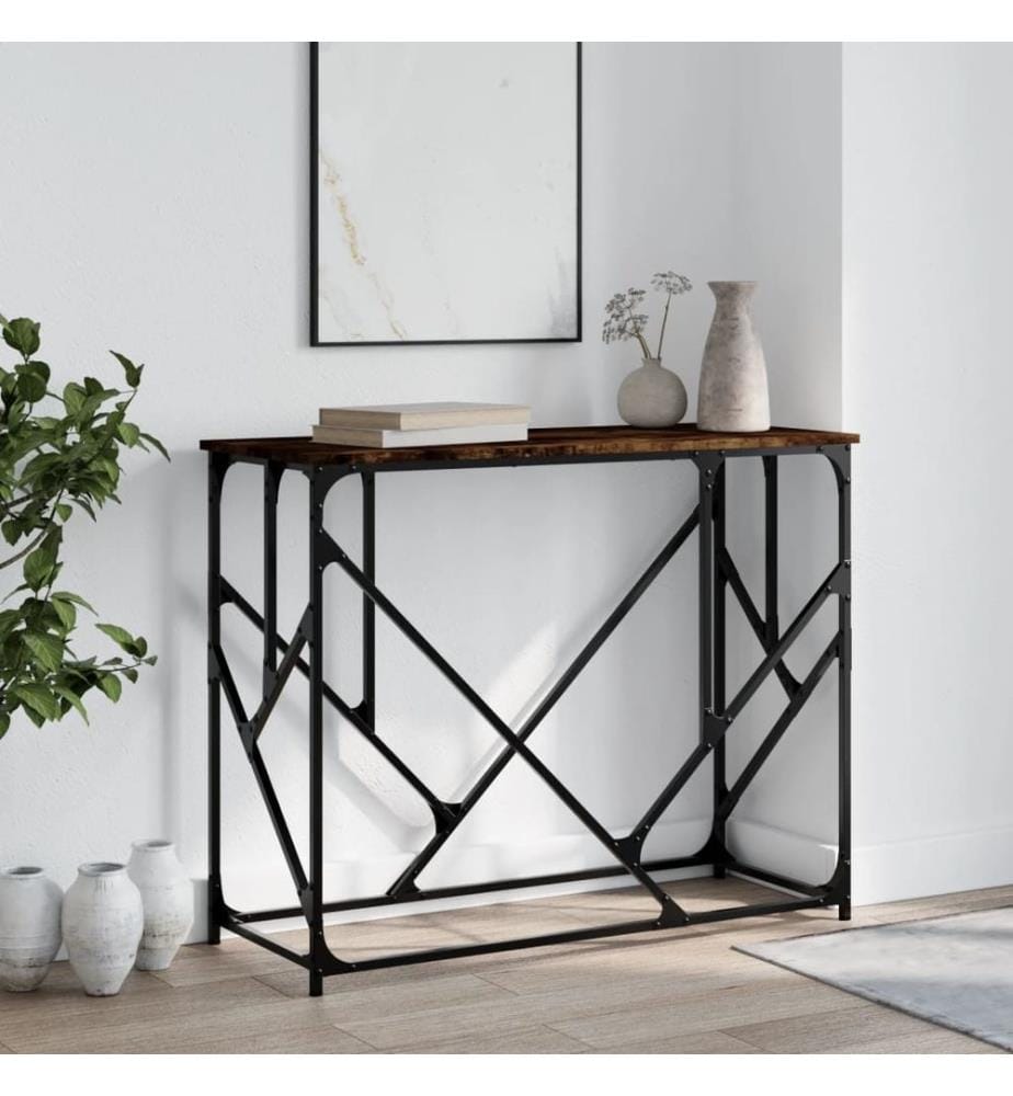 Table console chêne fumé 100x40x80 cm bois d'ingénierie