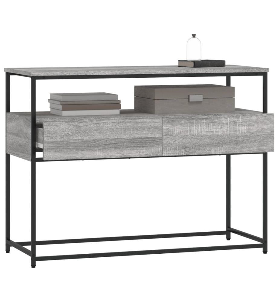 Table console sonoma gris 100x40x75 cm bois d'ingénierie