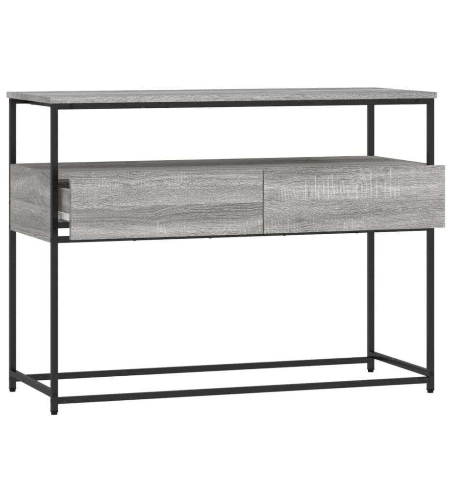 Table console sonoma gris 100x40x75 cm bois d'ingénierie