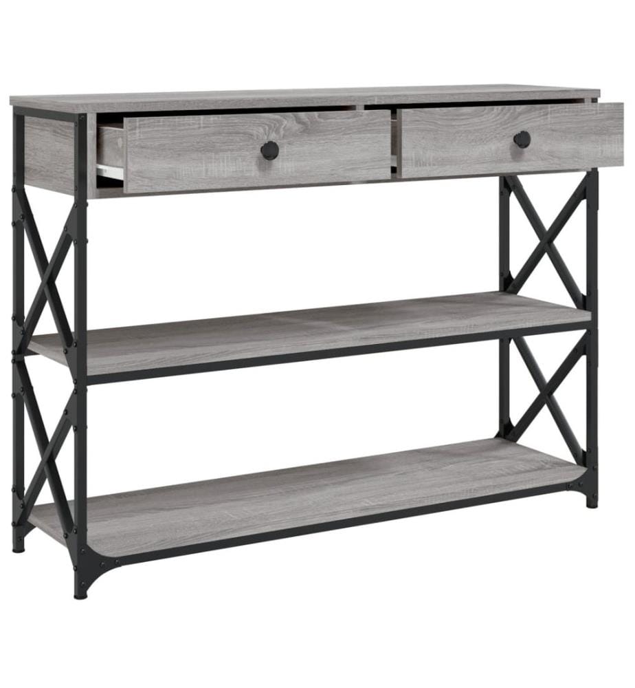 Table console sonoma gris 100x28x75 cm bois d'ingénierie