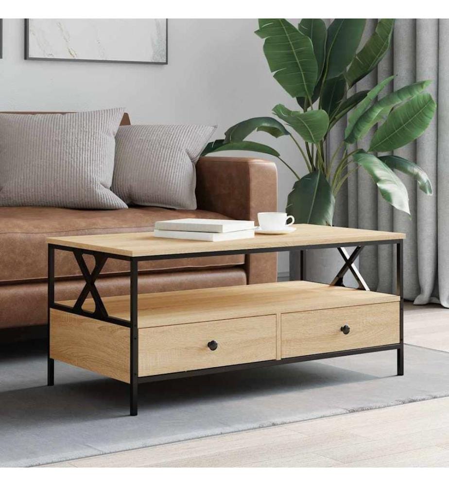 Table basse chêne sonoma 100x51x45 cm bois d'ingénierie