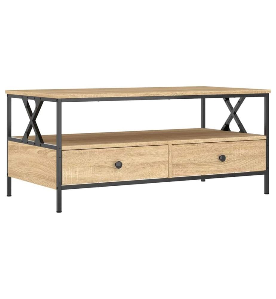 Table basse chêne sonoma 100x51x45 cm bois d'ingénierie