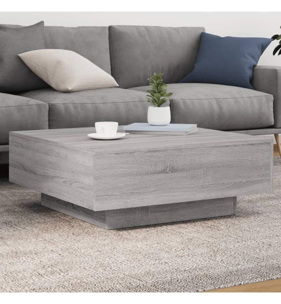 Table basse sonoma gris 80x80x31 cm bois d'ingénierie