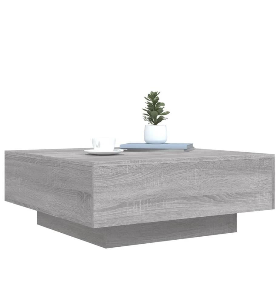 Table basse sonoma gris 80x80x31 cm bois d'ingénierie