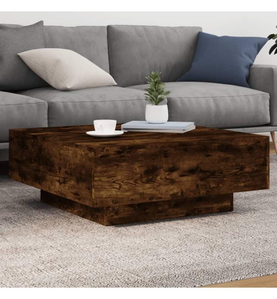 Couchtisch mit LED-Leuchten Räuchereiche 80x80x31 cm