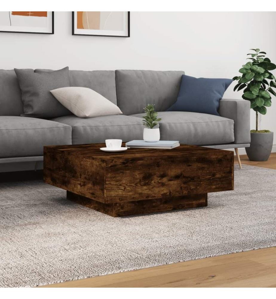 Couchtisch mit LED-Leuchten Räuchereiche 80x80x31 cm