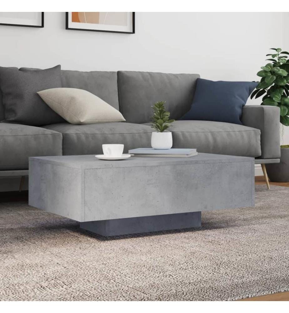 Couchtisch mit LED-Leuchten Betongrau 85x55x31 cm