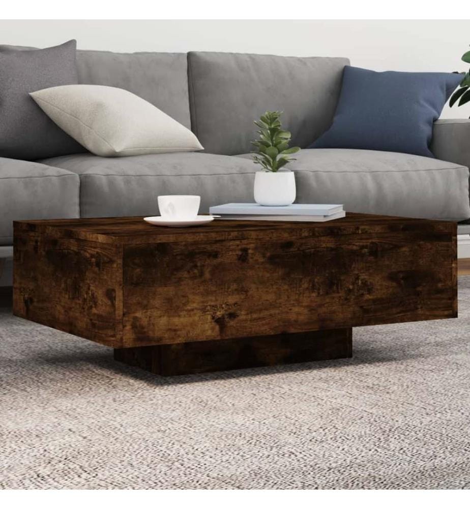 Couchtisch mit LED-Leuchten Räuchereiche 85x55x31 cm