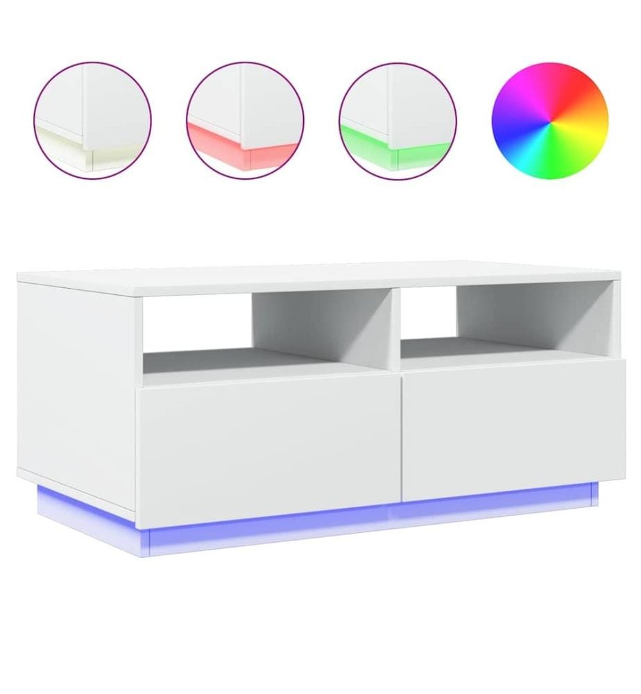 Couchtisch mit LED-Leuchten Weiss 90x49x40 cm