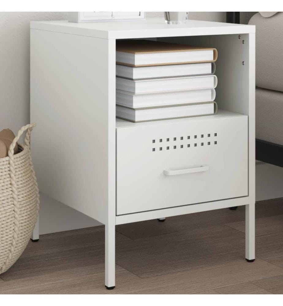 Table de chevet blanc 36x39x50,5 cm acier