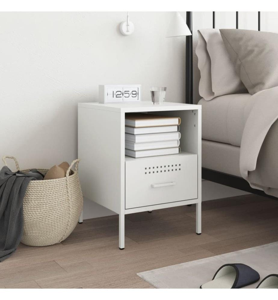 Table de chevet blanc 36x39x50,5 cm acier