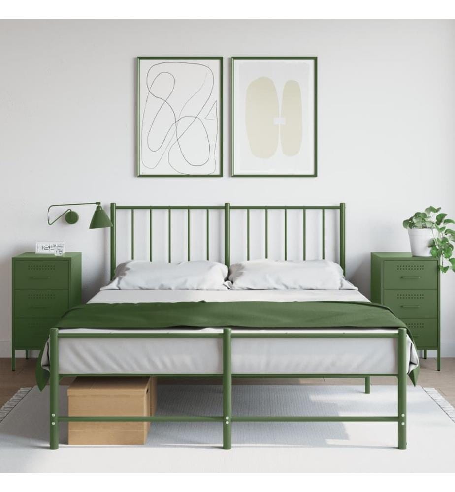 Tables de chevet 2 pcs vert olive 36x39x68 cm acier
