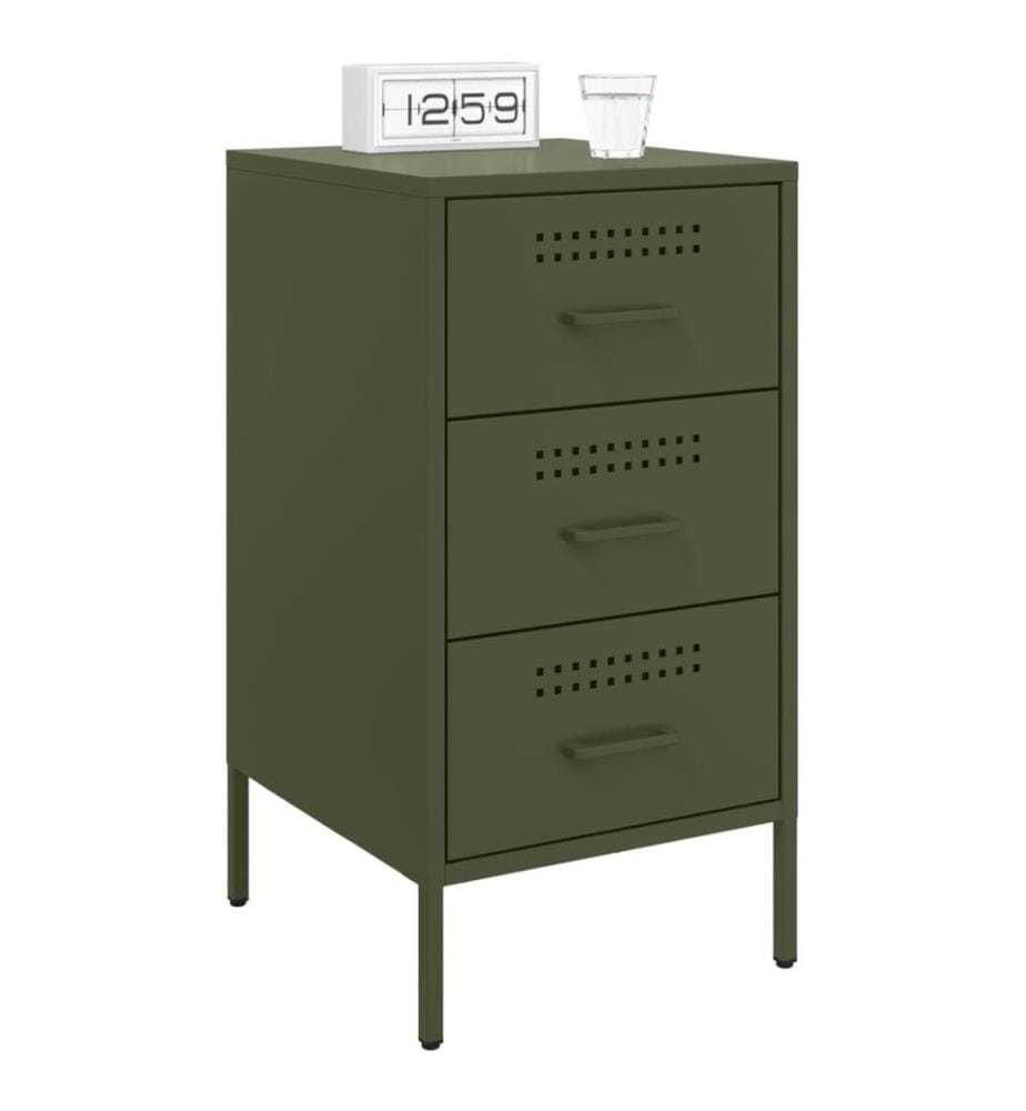 Tables de chevet 2 pcs vert olive 36x39x68 cm acier