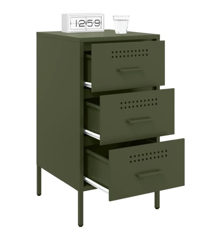 Tables de chevet 2 pcs vert olive 36x39x68 cm acier