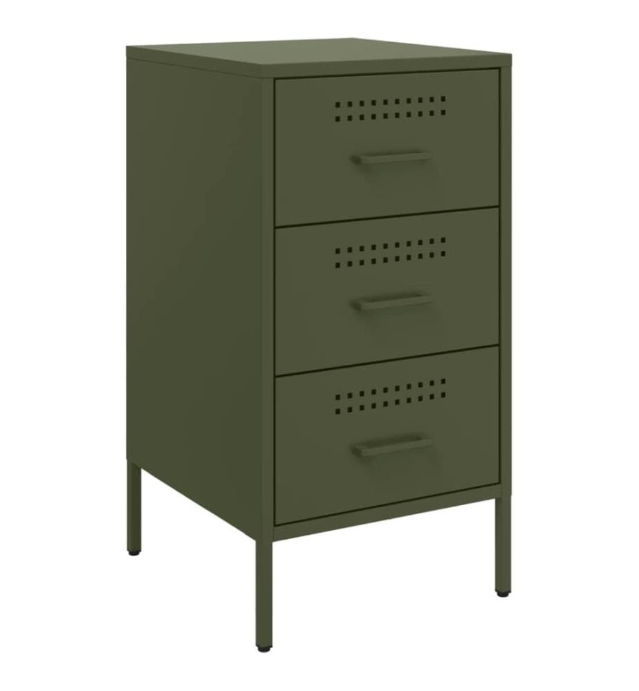 Tables de chevet 2 pcs vert olive 36x39x68 cm acier
