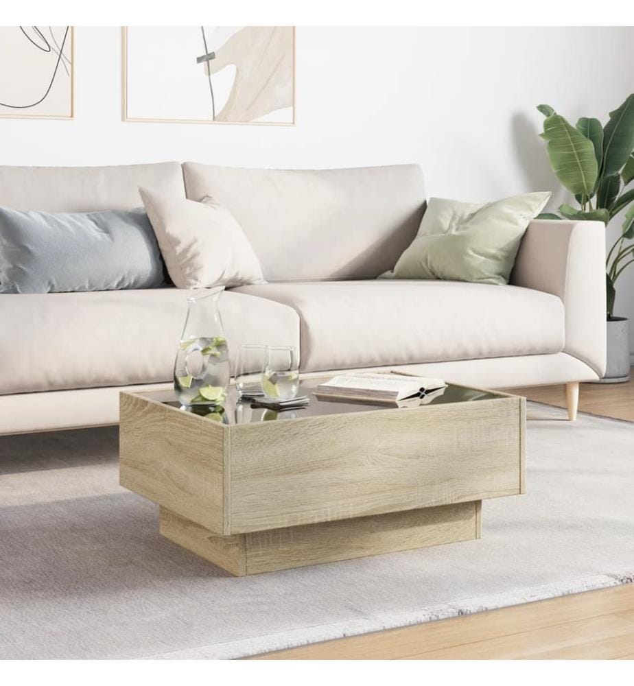 LED-Couchtisch Sonoma Eiche 70x50x30 cm Holzwerkstoff